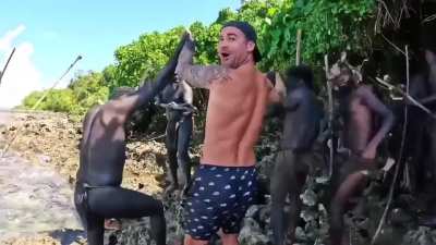 This Australian YouTube made contact with an indigenous tride that hardly ever saw 'people like him' .