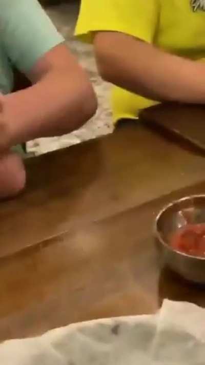 His Friend is a Pro in the Knifing between the fingers game