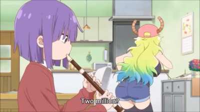 Acho que ela gostou da musica (eu nem assisto Maid Dragon, mas achei essa cena no Youtube e achei engraçada)