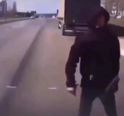 Random act of kindness, man gives driver a drink and gets a hug in return..