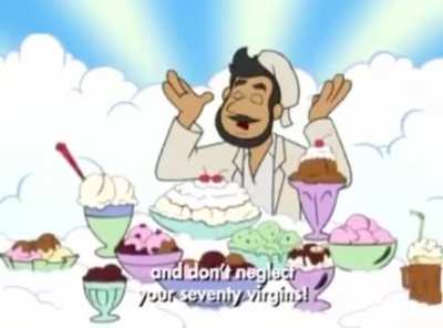 Ironic Arabic cartoon - Saddam and Osama