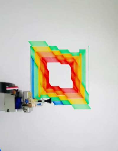 robot drawing psychedelic rainbow
