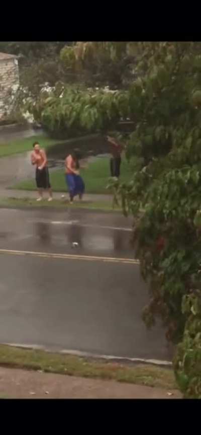 Playing in the rain