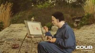 Wise Myers doing art