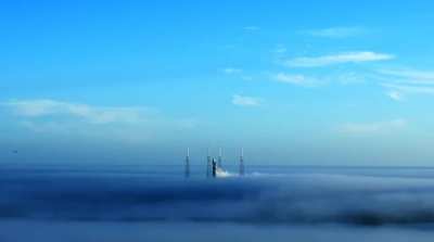 Otherworldly view of rocket launch