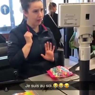 Pranking a cashier doing her job
