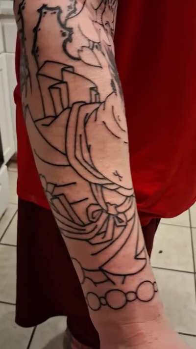 Kumonryu Shishin battling a tsuchigumo by Nicholas Tidler at Purple Heart Tattoo in Knoxville, TN