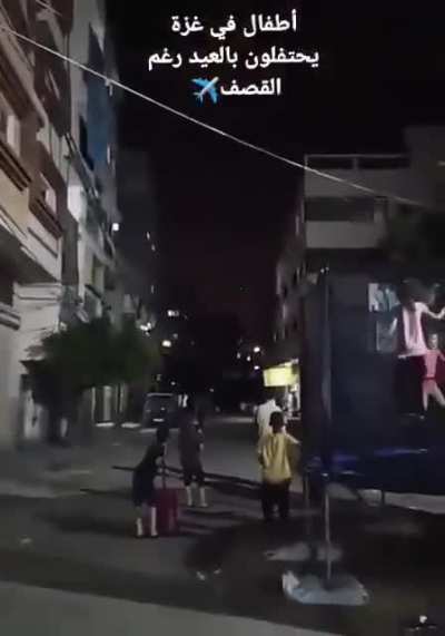 Kids in Gaza celebrate Eid Al-Fitr while Israel airstrikes the city