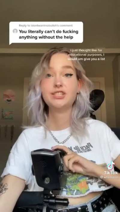 Disabled girl explains what she is able to do.