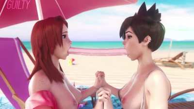 Tracer & Emily Double Dildo Fun, (Guilty3D)