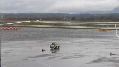 YVR right now. There's a lake!