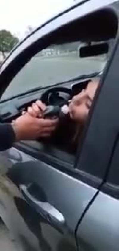 Senora, I'm going to need you to step out of the car to continue a field sobriety test.