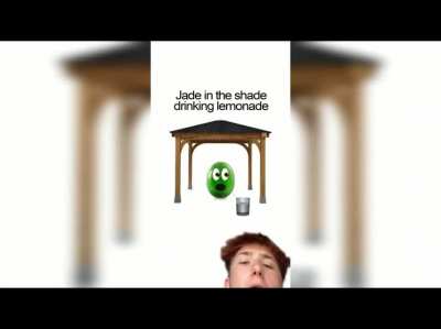 Jade in the shade drinking lemonade at the parade holding a spaaa-