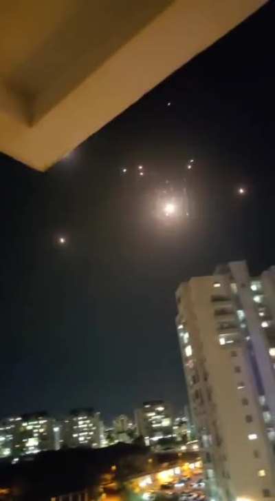 Video filmed few minutes ago from Ashdod, showing the missile lunches from Gaza towards Isreal [Sirens warnings]