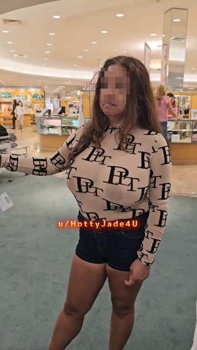 My busty titties in SHEER while shopping