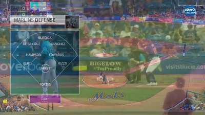 Mets booth remarks that Chas Jizzolm has never played a day of center field in his career