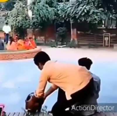 How not to steal a helmet.