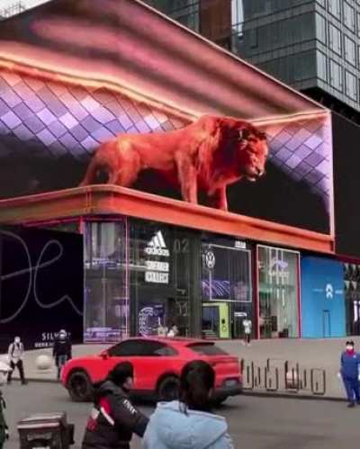 A very realistic billboard scares the people