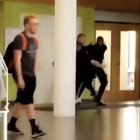Police attempt to apprehend a student at a school