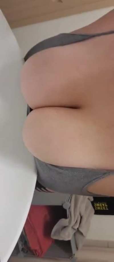 My huge boobs keep getting in the way! I'm just trying to lean over the sink to brush my teeth...