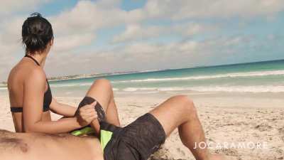 It was risky, but we had fun on the public beach!