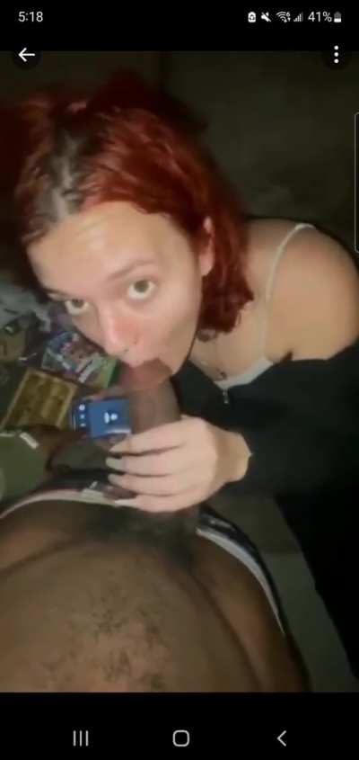 redhead sucks my dick while otp with her bf