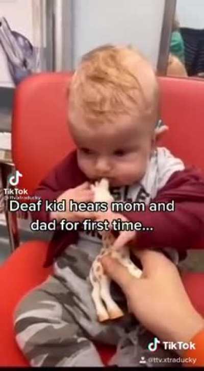 Deaf Baby hears parents for the first time