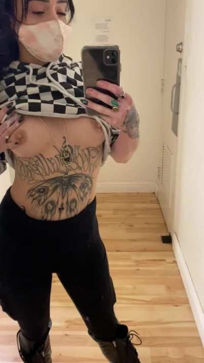 Public bathroom titty drop… secretly wished someone walked in on me ;) [OC]