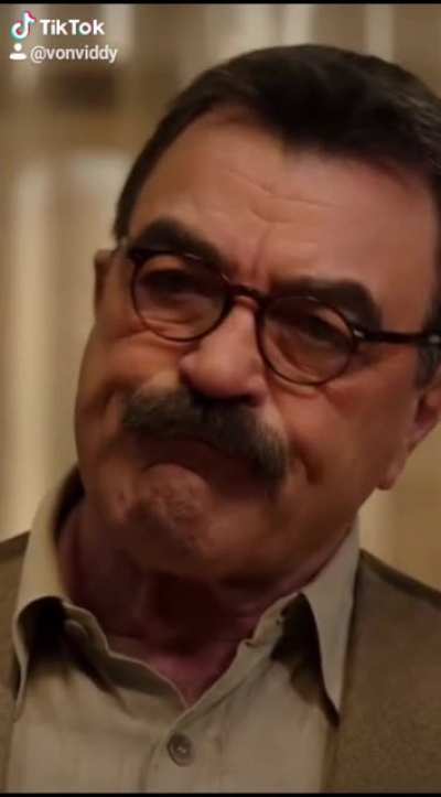 Tom Selleck pursing his lips