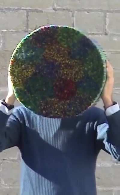 Face through the straw holes