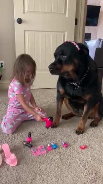 Rottie gets pampered for her first spa day