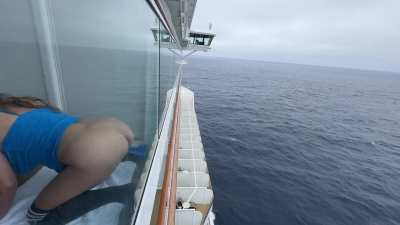 Finally back from my cruise. Tons of dares from you guys! Here's one. u/Tri<wbr>butes<wbr>nrate<wbr>s dared me to ride a dildo on the balcony glass. What a rush! [f]