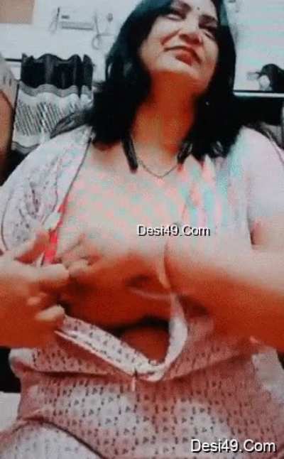 Desi milf mom stripping in front of camera Full video.. Link in comments