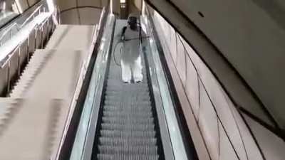 This was posted unironically by the official account of a subway in Spain to show how they disinfect their stations
