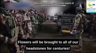 Russian officer gives motivational speech to the troops
