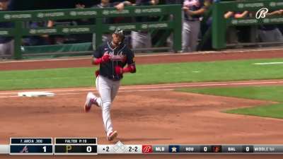 [Highlight] [Highlight] Orlando Arcia's solo home run gives the Braves a 2-run lead over the Pirates.