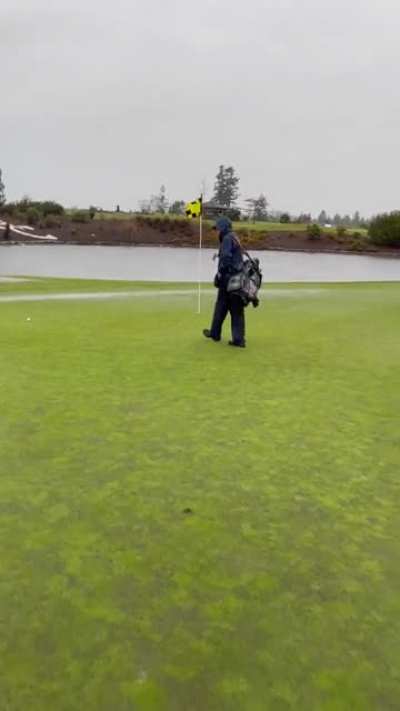 Here is a different type of hole in one post. Couldn't see it from the tee box due to the harsh conditions but we had a good feeling after seeing it roll out. Hole #14 The Home Course