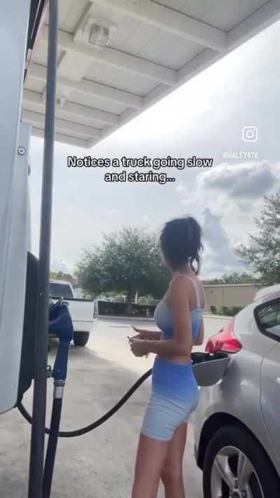 I hope no one sees me pumping gas in this outfit!