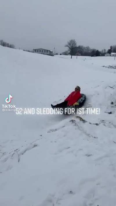 Sledding for the first time