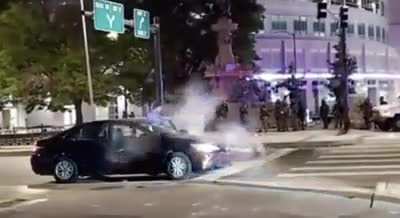 Police in Denver shoot car uninvolved with protests with pepper bullets. Man gets out to yell at police because his pregnant wife was inside the car, police respond with more fire.