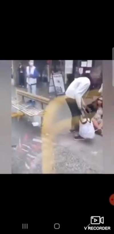 Woman spits on Asian man and gets her ass thrown off the bus