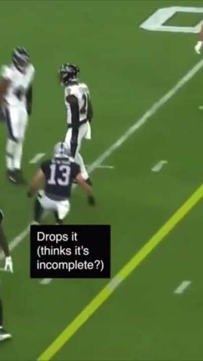 Credit to Renfrow for being the only person on the field who realized it was an interception.