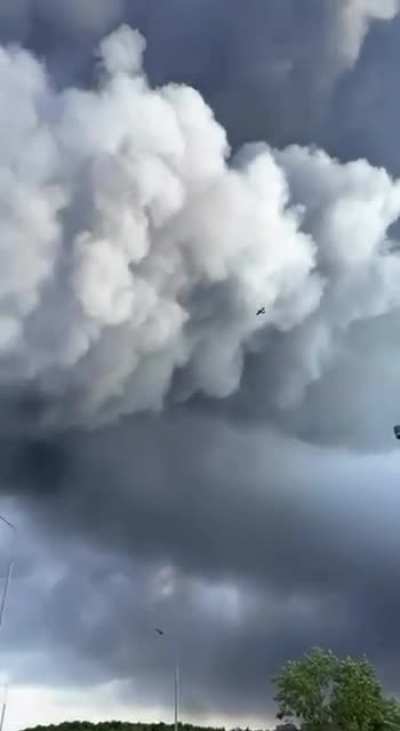 Russian soldier launches MANPADS missile while Ukrainian drones head toward Moscow oil refinery. Published June 18, 2026.