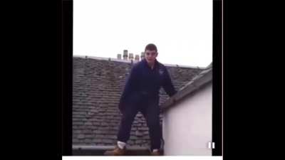 Man on a roof