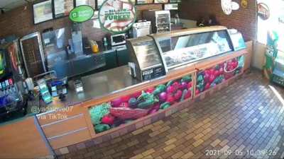 to rob a woman while she is at work