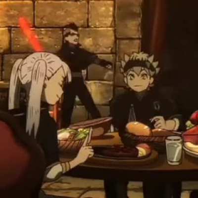 Asta chokes on spaghetti and Noelle gives him water <3
