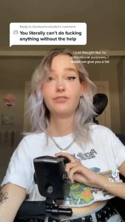 Disabled girl explains what she is able to do.