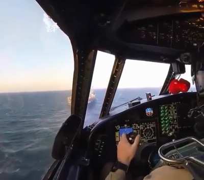 E-2 Hawkeye cockpit view landing on an Aircraft Carrier