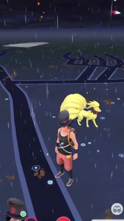Well this is just creepy lol. In addition to custome vulpix, costume Ninetales animations don't work, it just stays put.