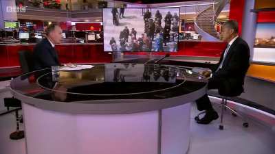 Andrew Marr asks Chinese ambassador to the UK Liu Xiaoming to explain footage from China of handcuffed and blindfolded detained Uyghyurs